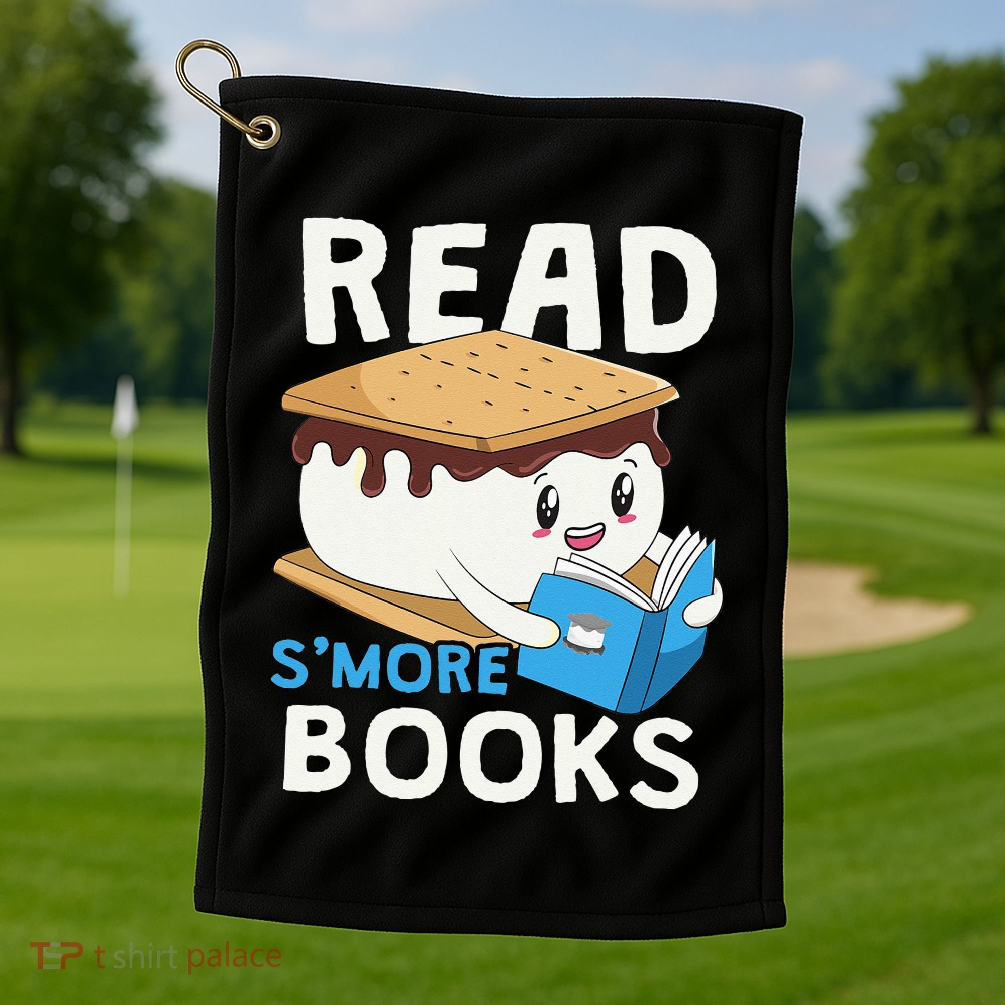 Read Smore Books Camping Bookworm Cute Librarian Smores Golf Towel