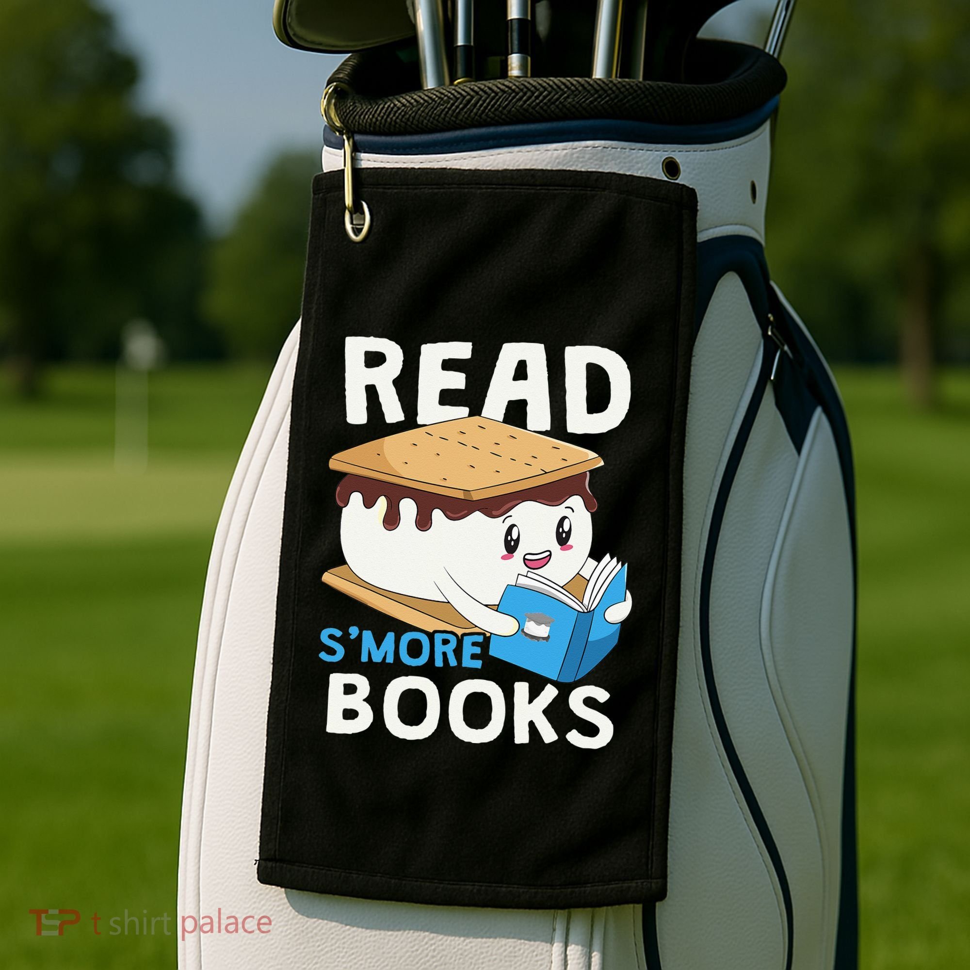 Read Smore Books Camping Bookworm Cute Librarian Smores Golf Towel