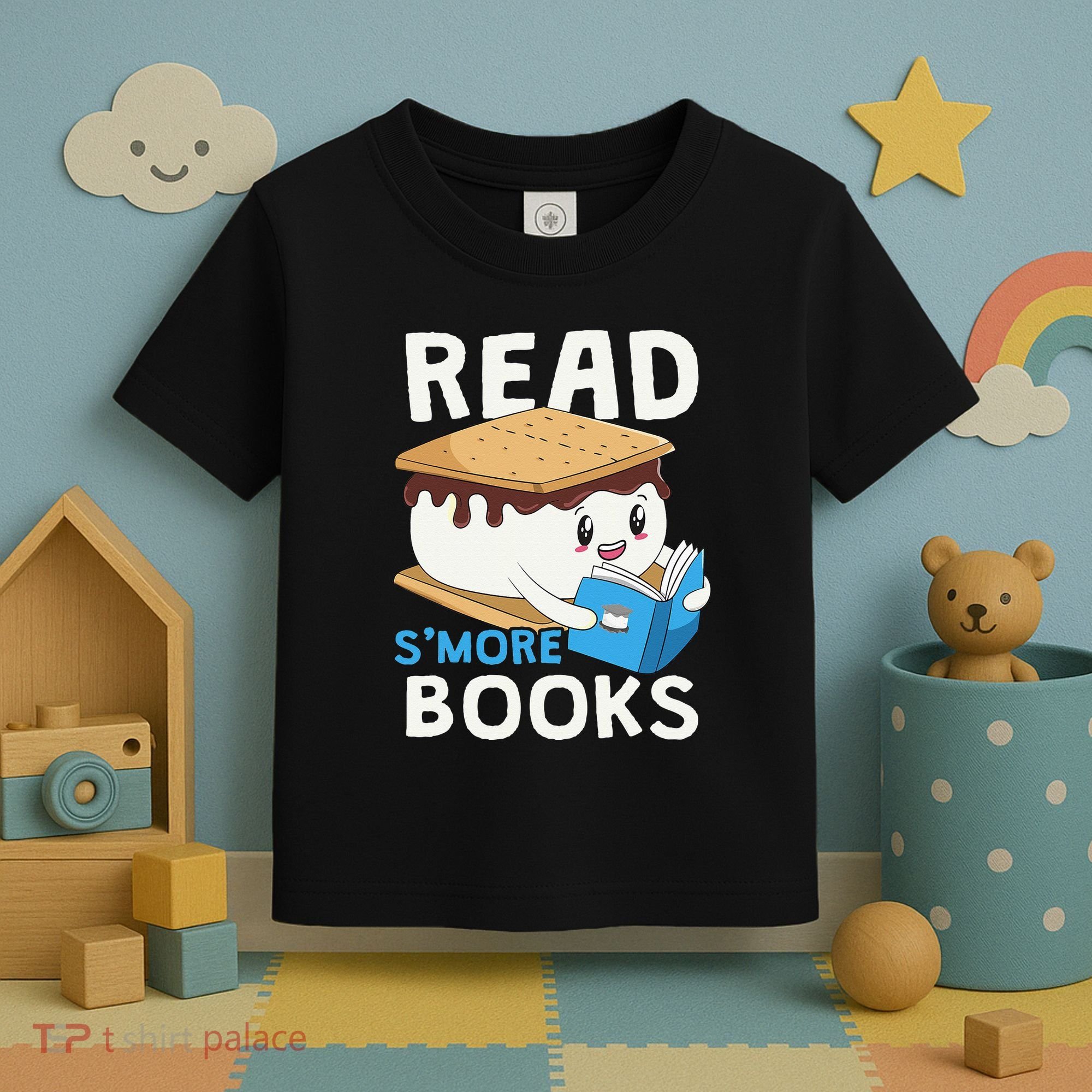 Read Smore Books Camping Bookworm Cute Librarian Smores Toddler T-Shirt