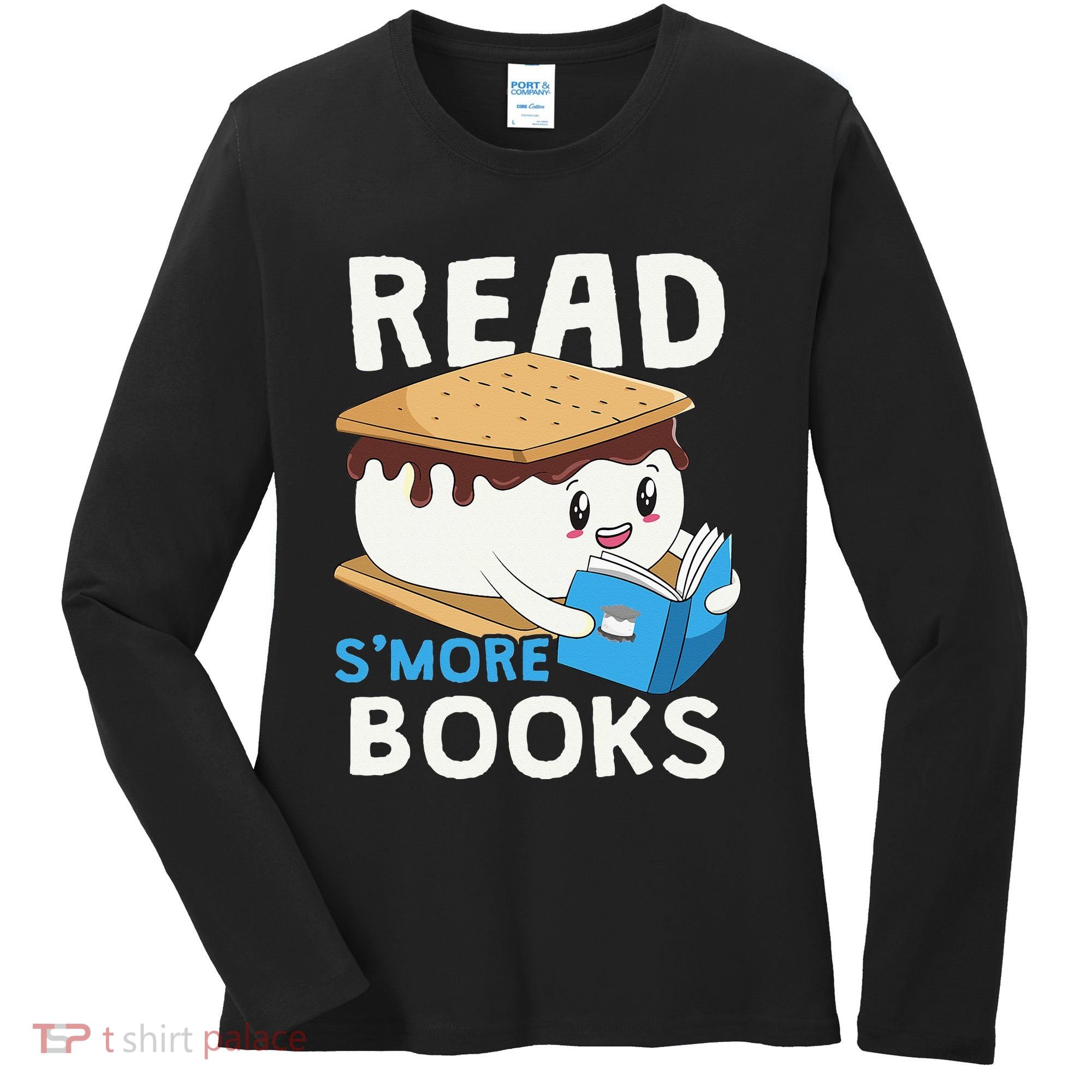 Read Smore Books Camping Bookworm Cute Librarian Smores Women's Long Sleeve Shirt