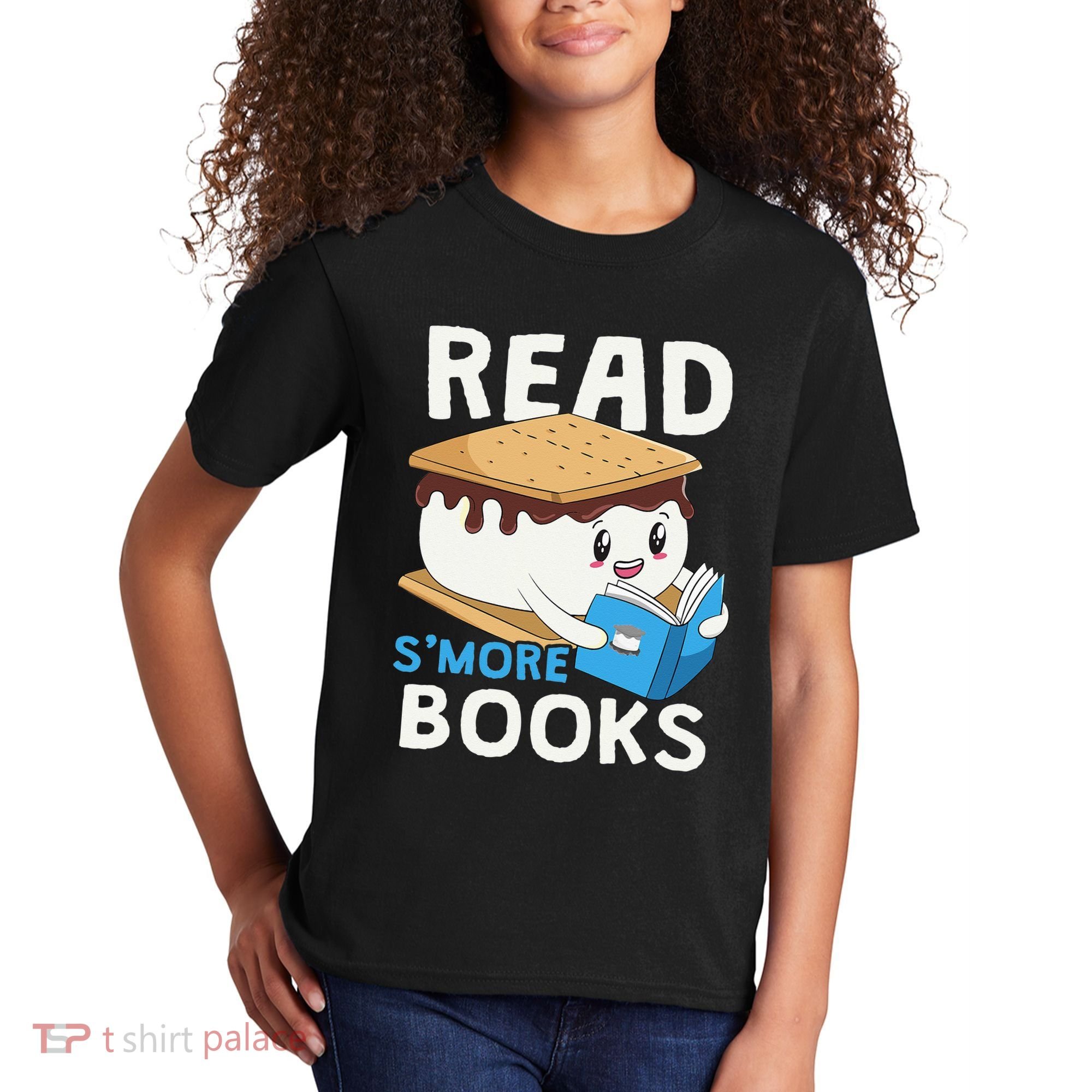 Read Smore Books Camping Bookworm Cute Librarian Smores Kids T-Shirt