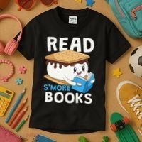Read Smore Books Camping Bookworm Cute Librarian Smores Kids T-Shirt thumb 3