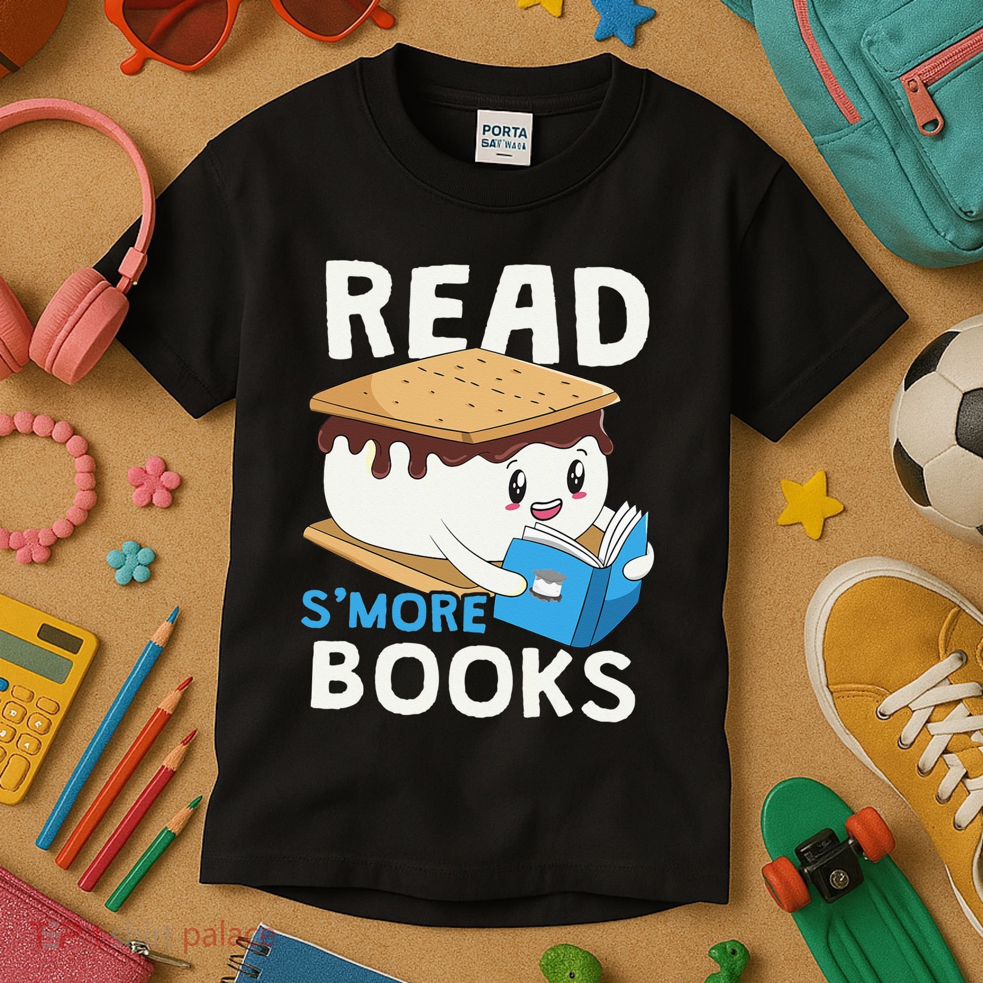 Read Smore Books Camping Bookworm Cute Librarian Smores Kids T-Shirt