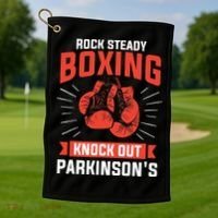 Rock Steady Boxing Knock Out Parkinson's Boxer Golf Towel thumb 1
