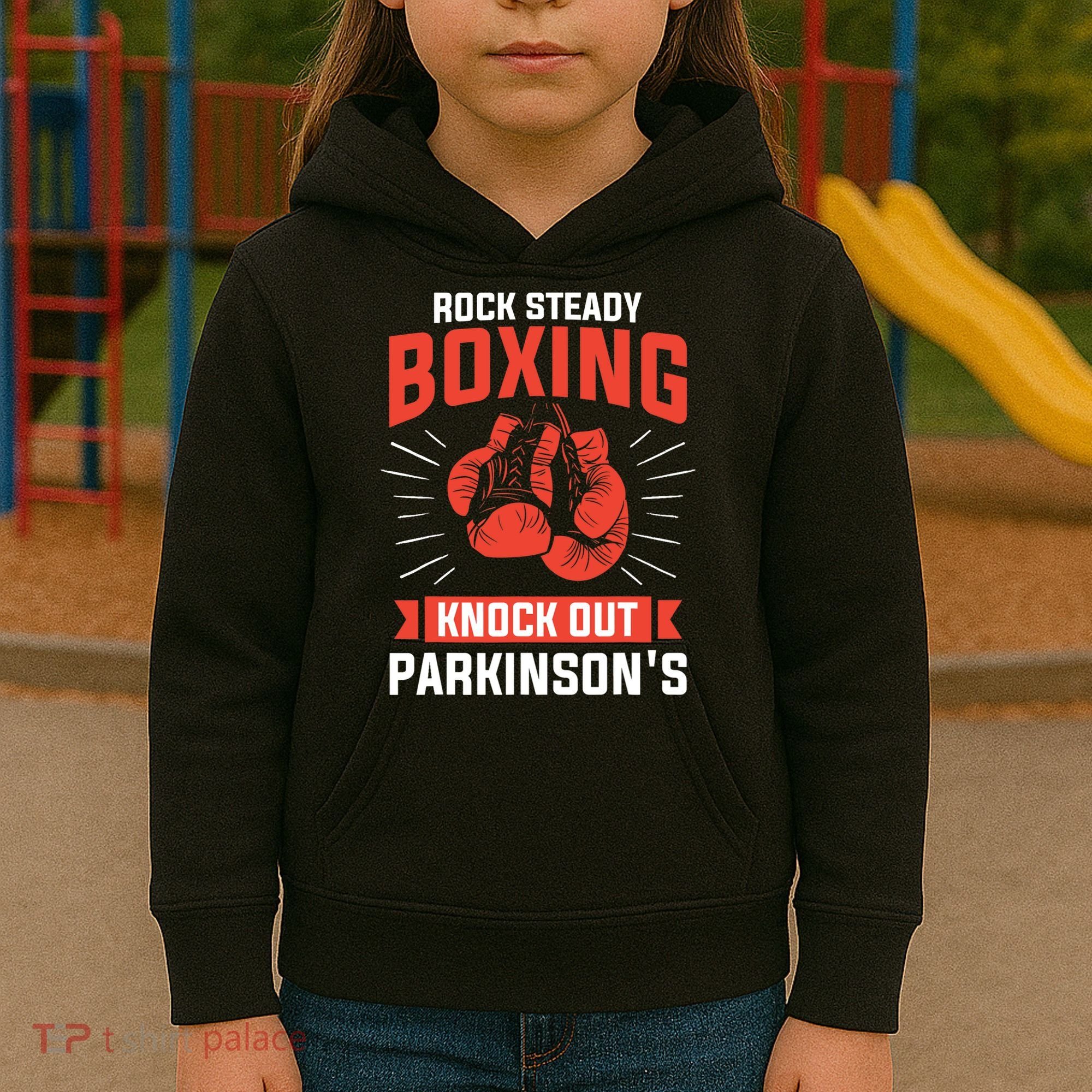 Rock Steady Boxing Knock Out Parkinson's Boxer Kids Hoodie