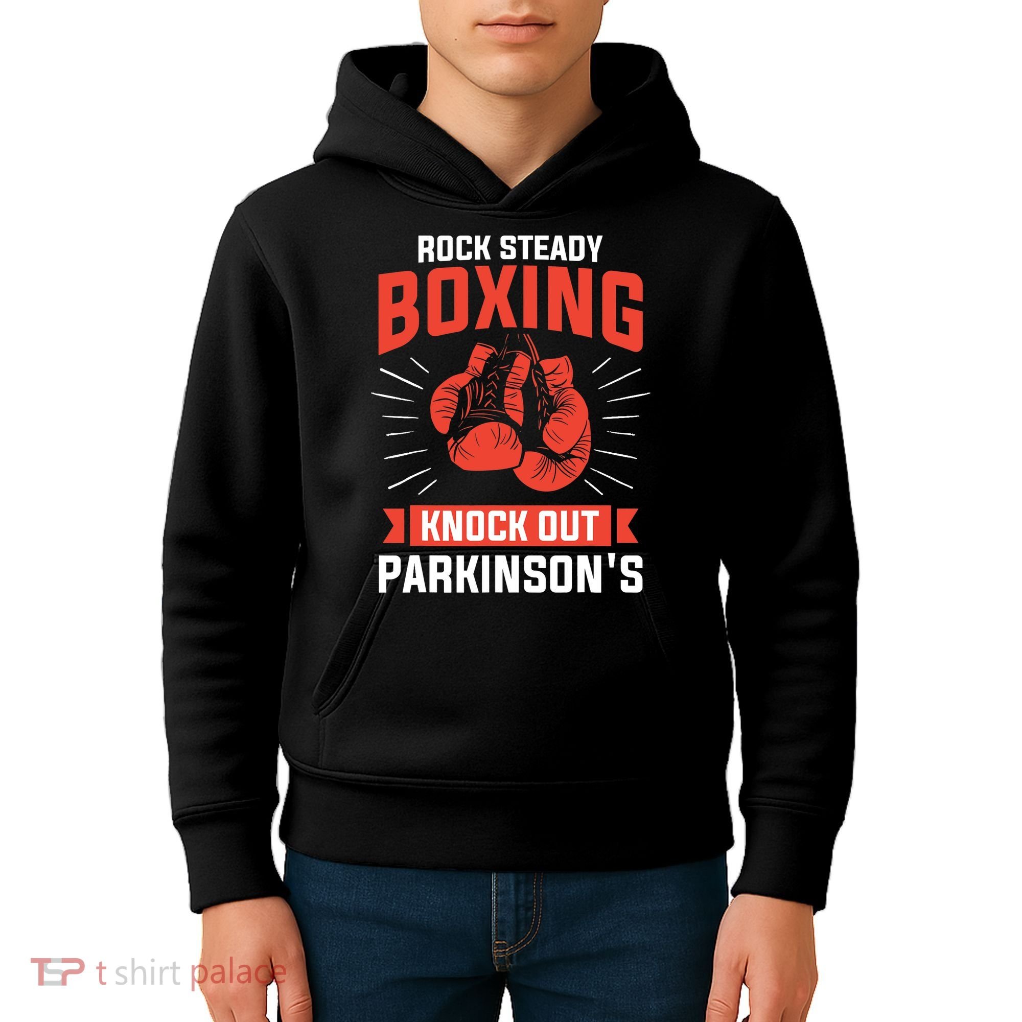 Rock Steady Boxing Knock Out Parkinson's Boxer Kids Hoodie
