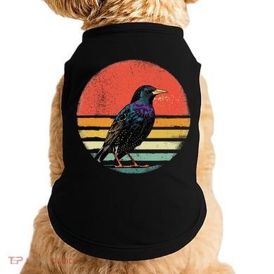 Retro Starling Bird Animal Birdwatcher Bird Lover Doggie Tank