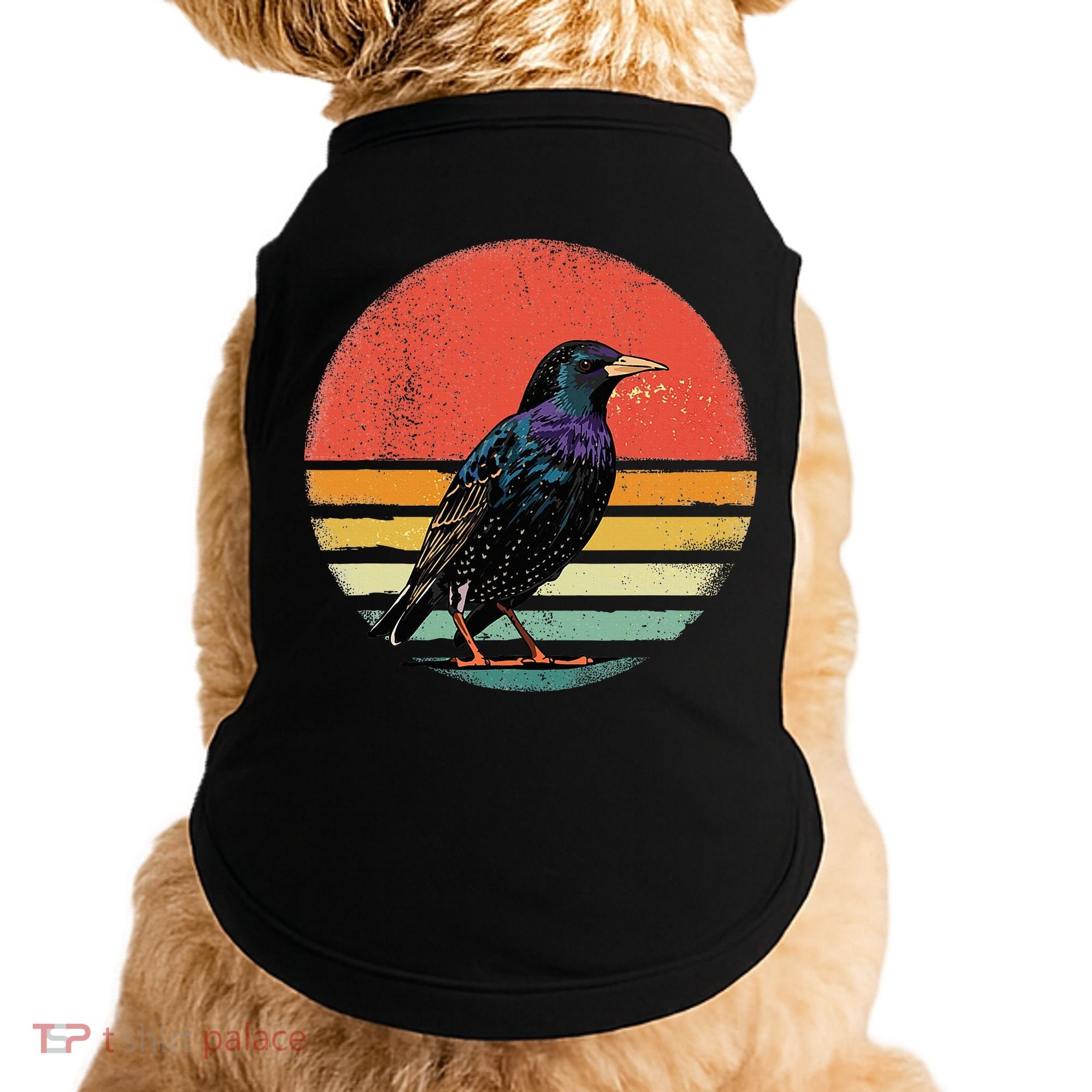 Retro Starling Bird Animal Birdwatcher Bird Lover Doggie Tank