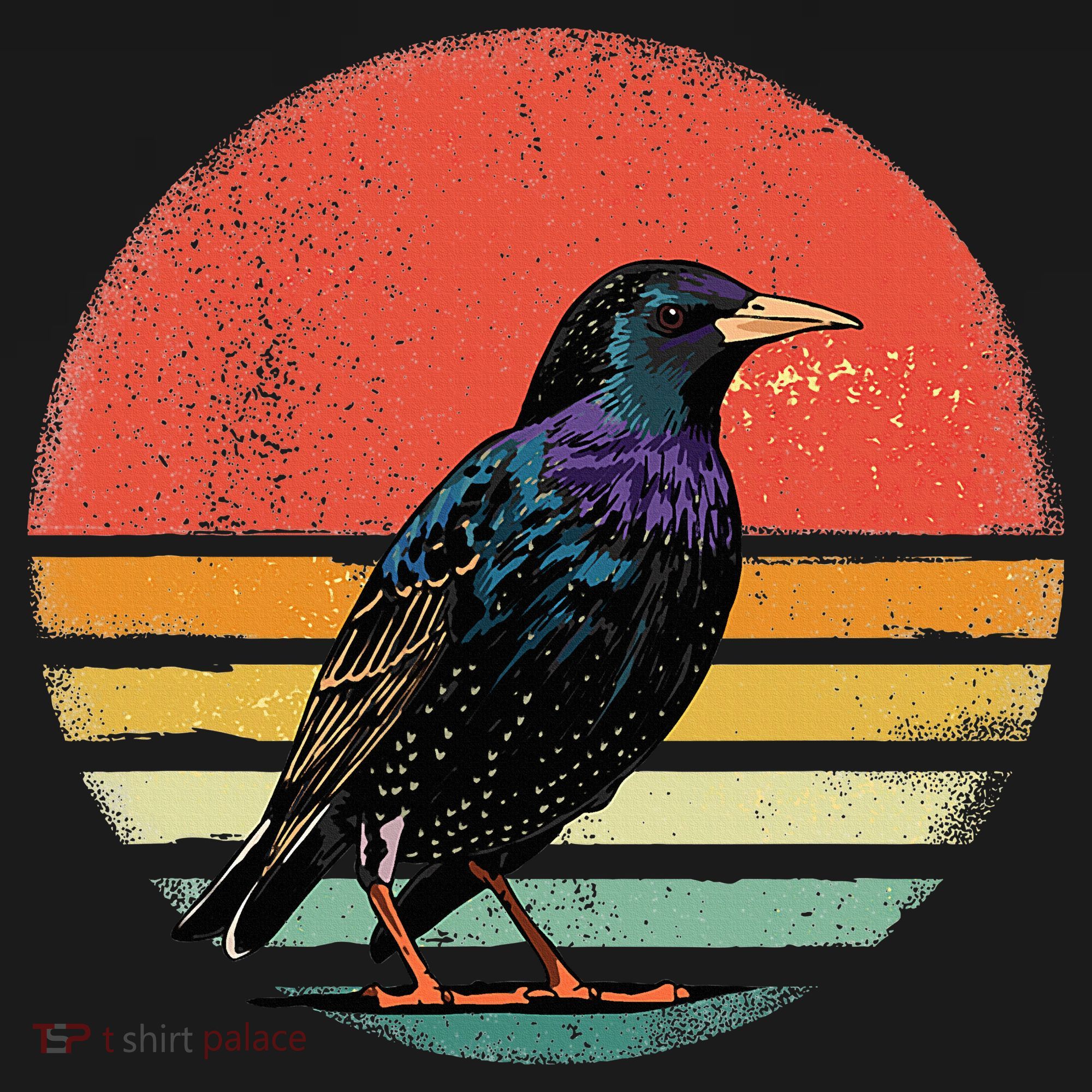 Retro Starling Bird Animal Birdwatcher Bird Lover Bucket Hat