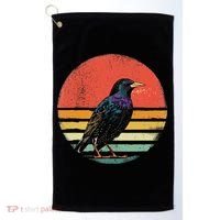 Retro Starling Bird Animal Birdwatcher Bird Lover Golf Towel thumb 0