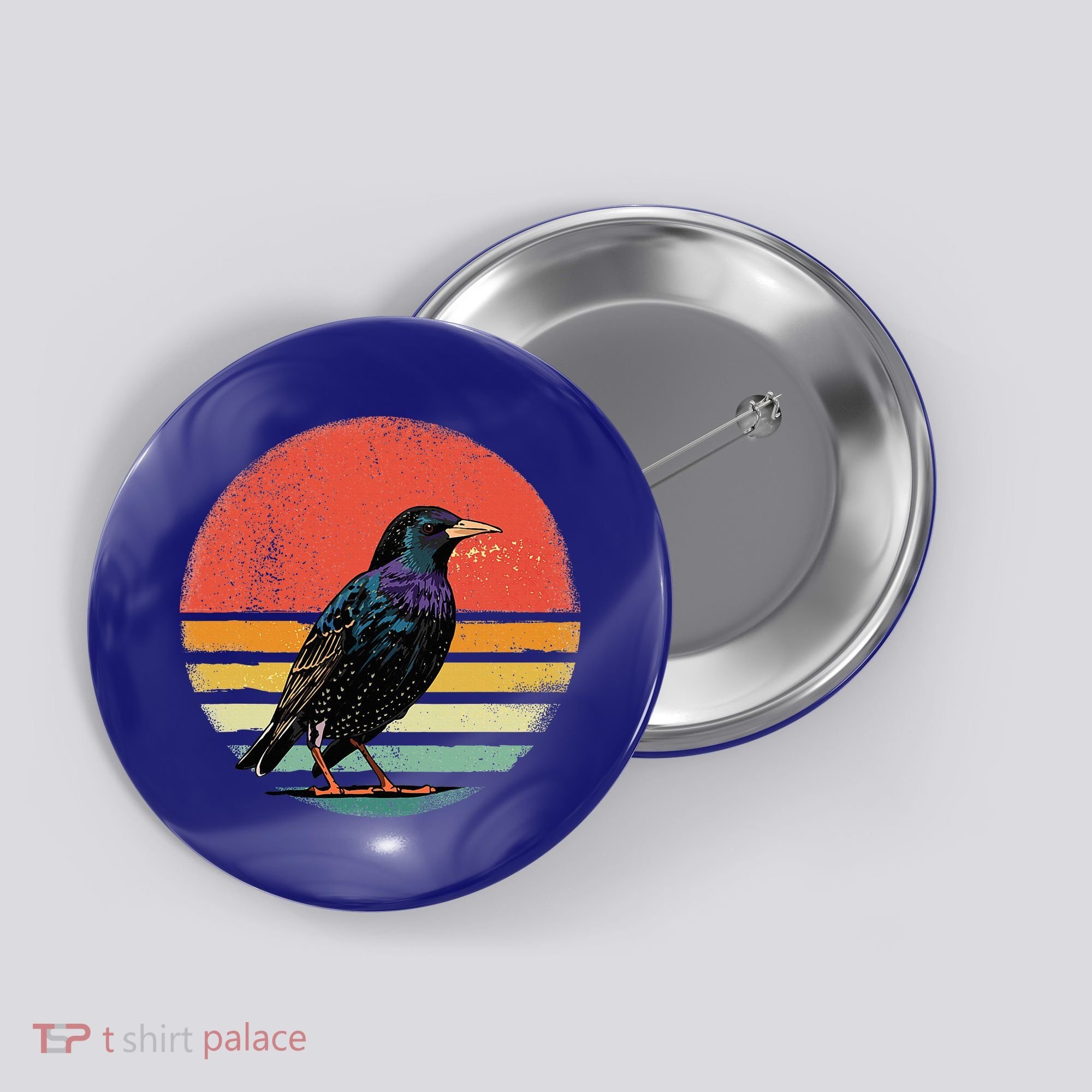 Retro Starling Bird Animal Birdwatcher Bird Lover Button
