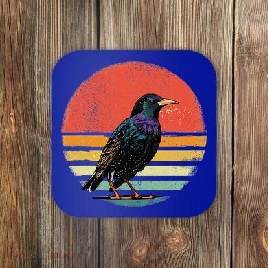 Retro Starling Bird Animal Birdwatcher Bird Lover Coaster
