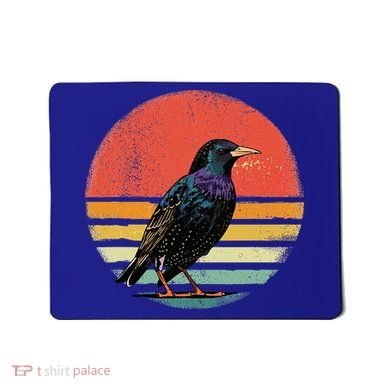 Retro Starling Bird Animal Birdwatcher Bird Lover Mousepad