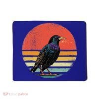 Retro Starling Bird Animal Birdwatcher Bird Lover Mousepad thumb 0