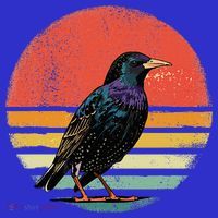 Retro Starling Bird Animal Birdwatcher Bird Lover Mousepad thumb 1