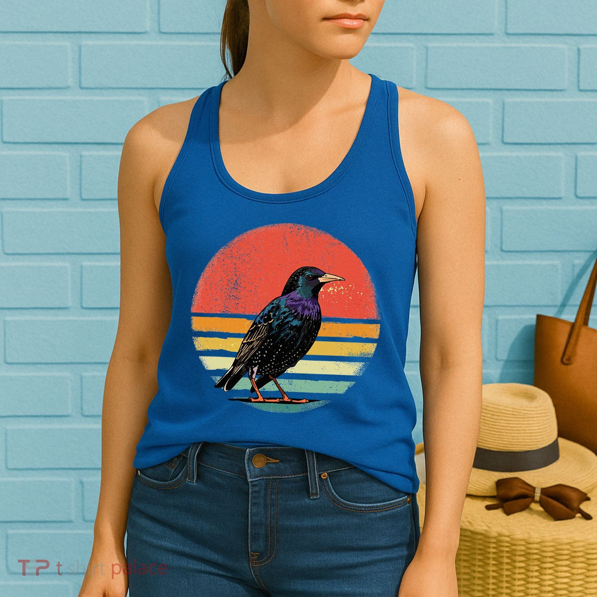 Retro Starling Bird Animal Birdwatcher Bird Lover Women's Tank Top