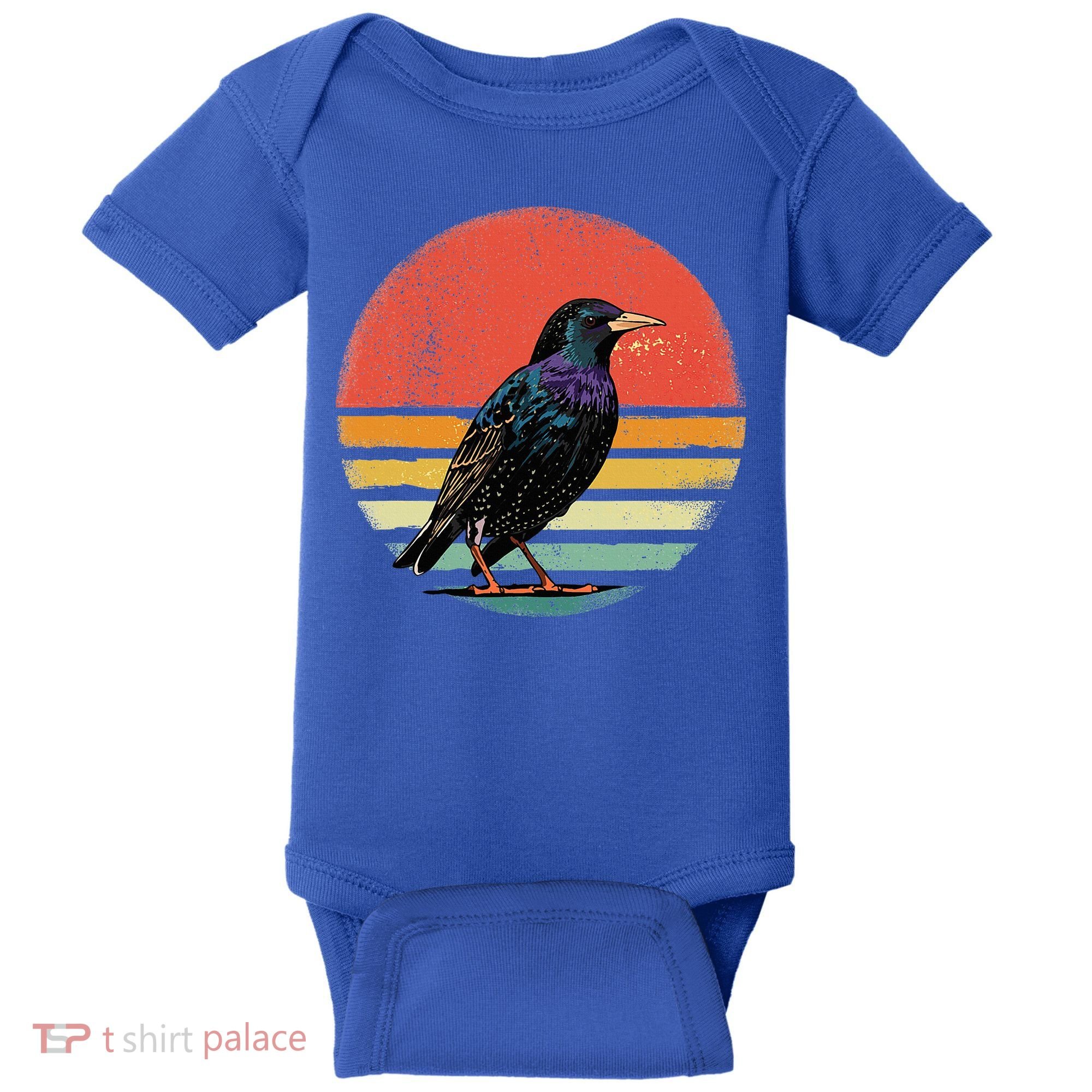 Retro Starling Bird Animal Birdwatcher Bird Lover Baby Bodysuit