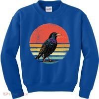 Retro Starling Bird Animal Birdwatcher Bird Lover Kids Sweatshirt thumb 0