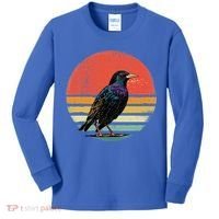 Retro Starling Bird Animal Birdwatcher Bird Lover Kids Long Sleeve Shirt thumb 0