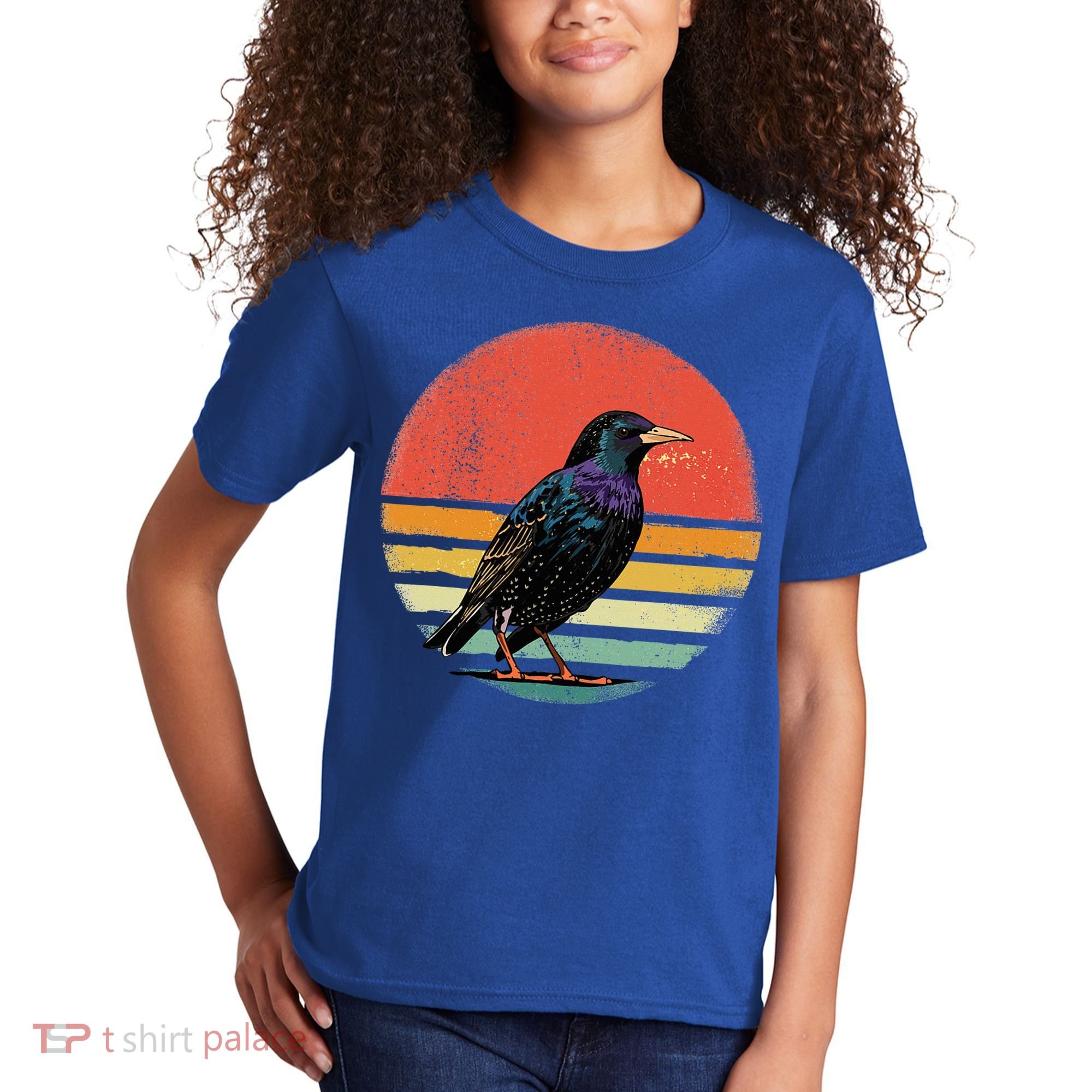 Retro Starling Bird Animal Birdwatcher Bird Lover Kids T-Shirt