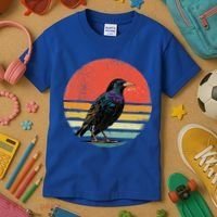 Retro Starling Bird Animal Birdwatcher Bird Lover Kids T-Shirt thumb 3