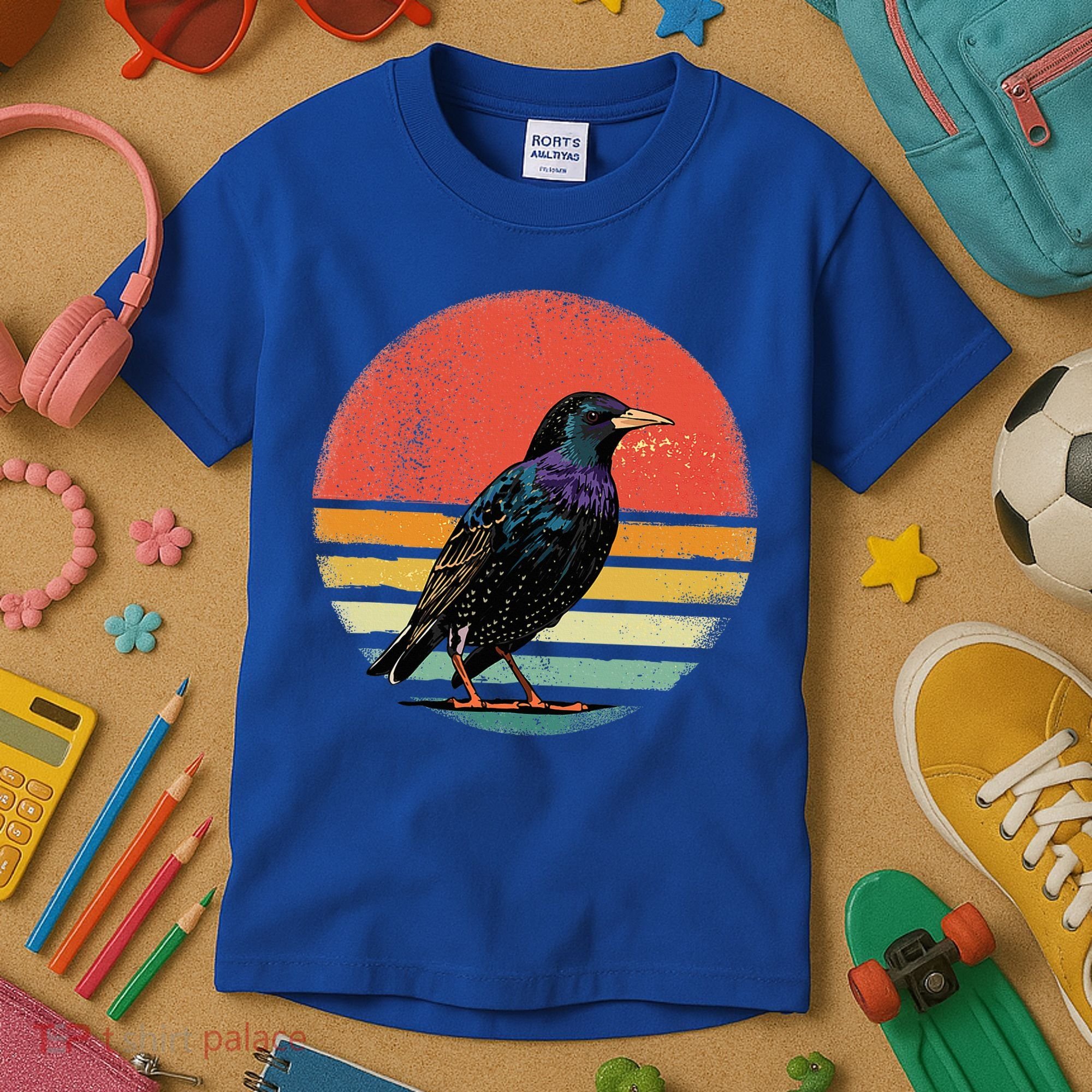 Retro Starling Bird Animal Birdwatcher Bird Lover Kids T-Shirt