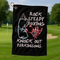 Rock Steady Boxing Knock Out Parkinsons Gift Golf Towel thumb 1