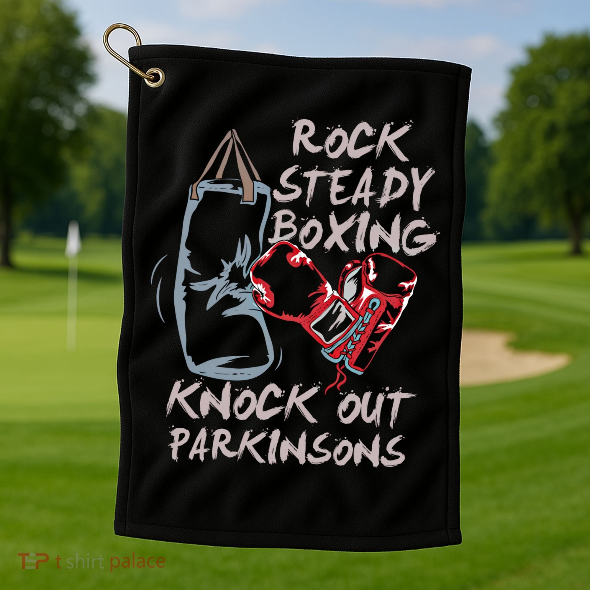 Rock Steady Boxing Knock Out Parkinsons Gift Golf Towel
