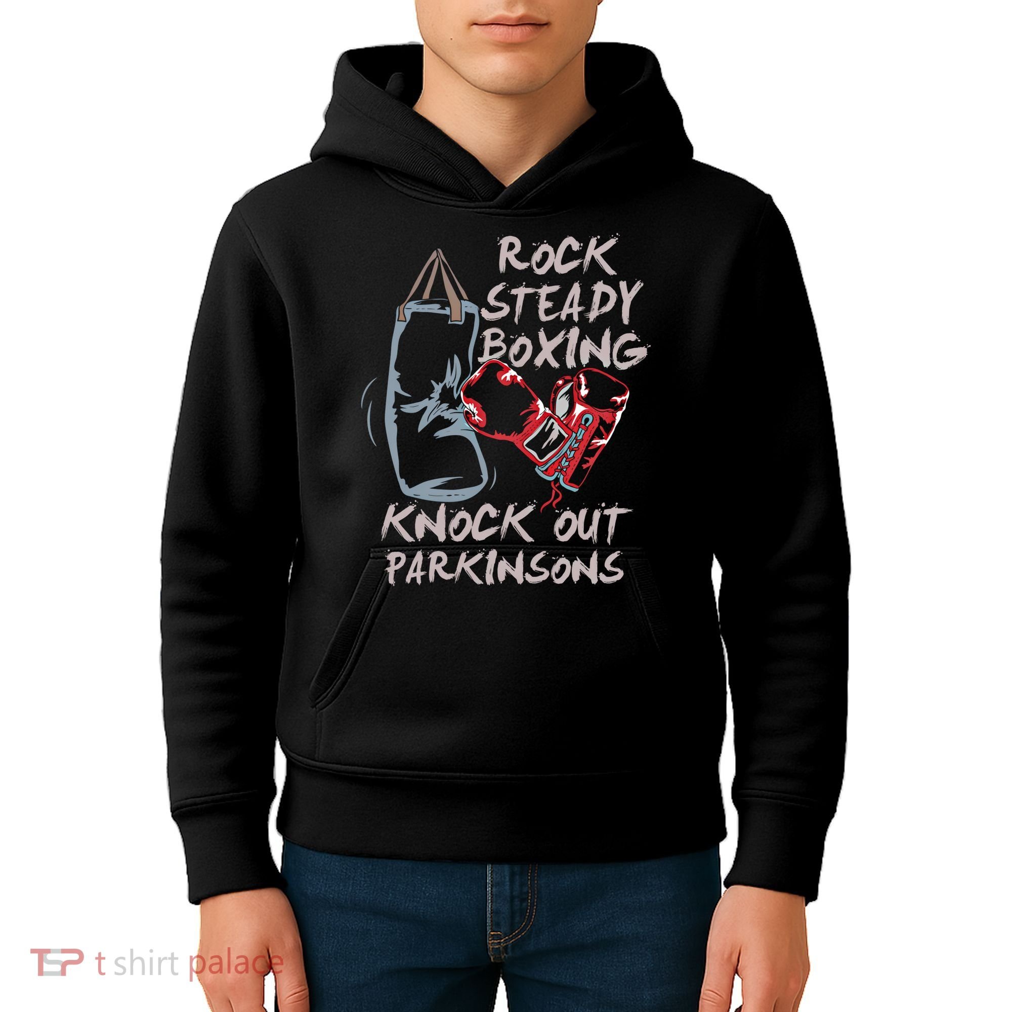 Rock Steady Boxing Knock Out Parkinsons Gift Kids Hoodie
