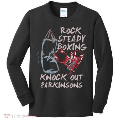 Rock Steady Boxing Knock Out Parkinsons Gift Kids Long Sleeve Shirt