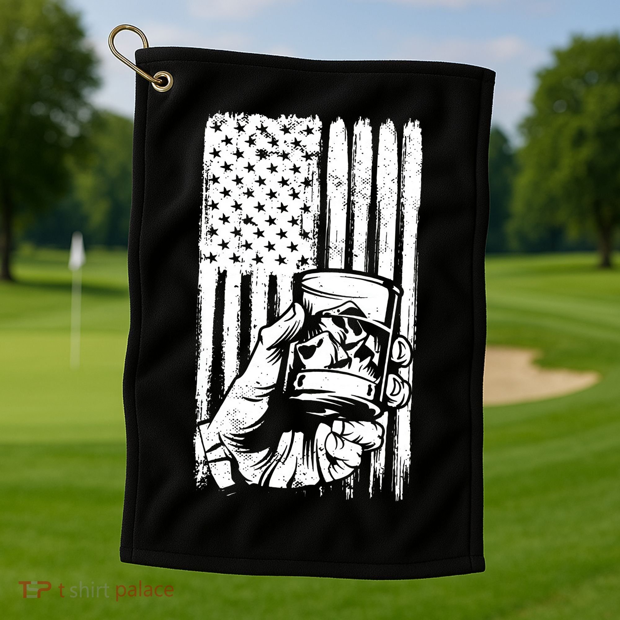 Retro Scotch Bourbon Whisky 4th of July Golf Towel