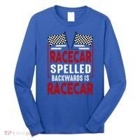 Racecar Spelled Backwards Funny Car Mechanic Race Car Long Sleeve Shirt thumb 0