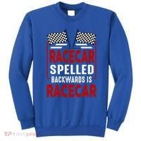 Racecar Spelled Backwards Funny Car Mechanic Race Car Sweatshirt thumb 0