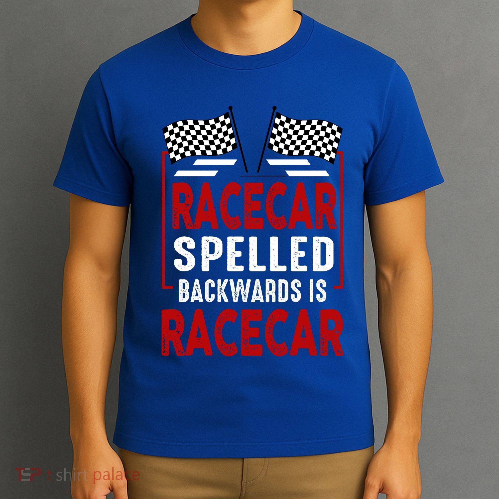 Racecar Spelled Backwards Funny Car Mechanic Race Car T-Shirt