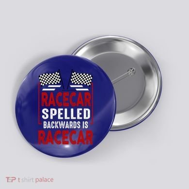 Racecar Spelled Backwards Funny Car Mechanic Race Car Button