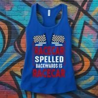 Racecar Spelled Backwards Funny Car Mechanic Race Car Women's Tank Top thumb 3