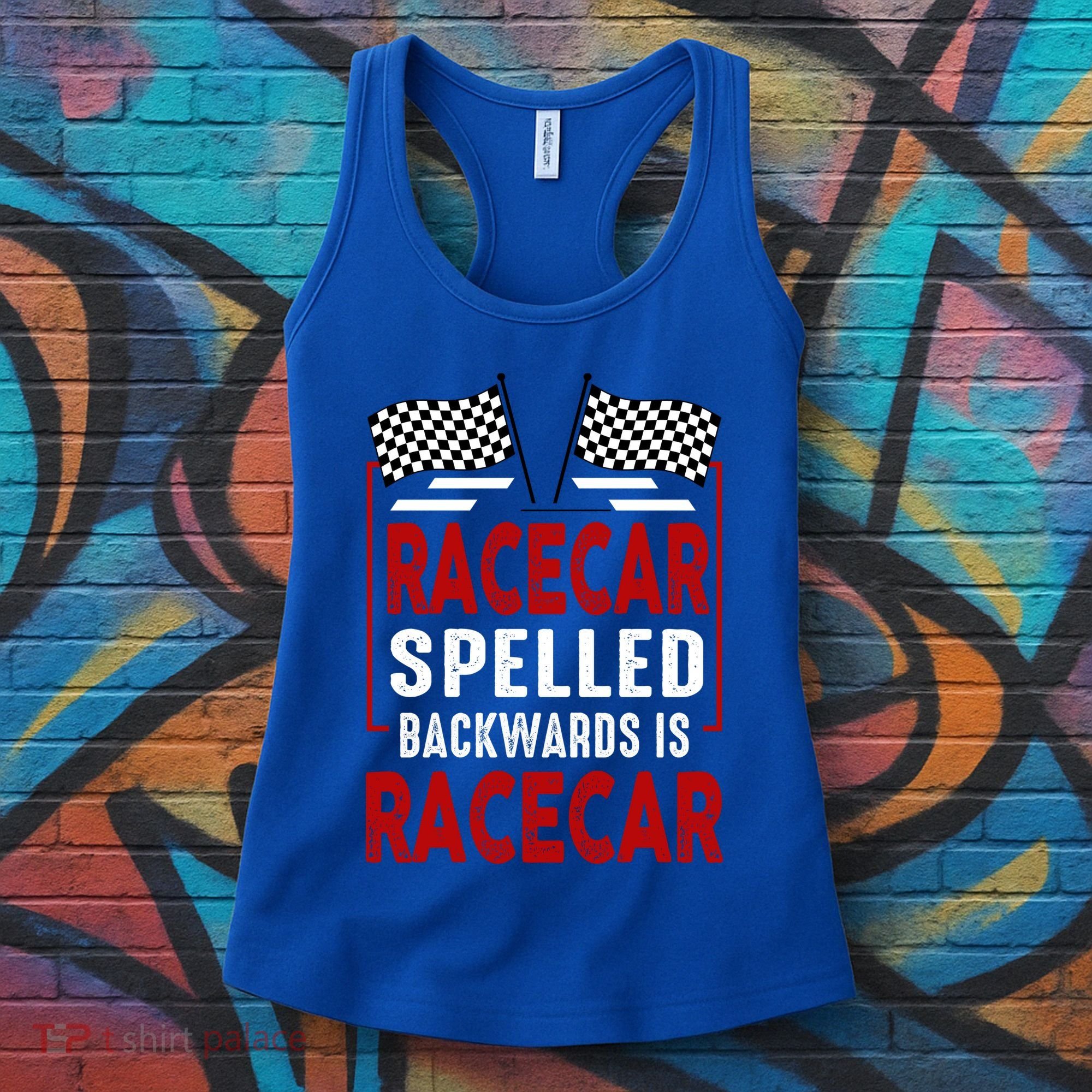 Racecar Spelled Backwards Funny Car Mechanic Race Car Women's Tank Top