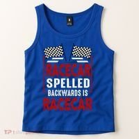 Racecar Spelled Backwards Funny Car Mechanic Race Car Tank Top thumb 2