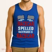 Racecar Spelled Backwards Funny Car Mechanic Race Car Tank Top thumb 3