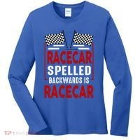 Racecar Spelled Backwards Funny Car Mechanic Race Car Women's Long Sleeve Shirt thumb 0