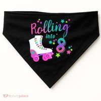 Roller Skate Birthday Shirt 5th 80's Outfit Decades Party USA-Made Doggie Bandana thumb 0