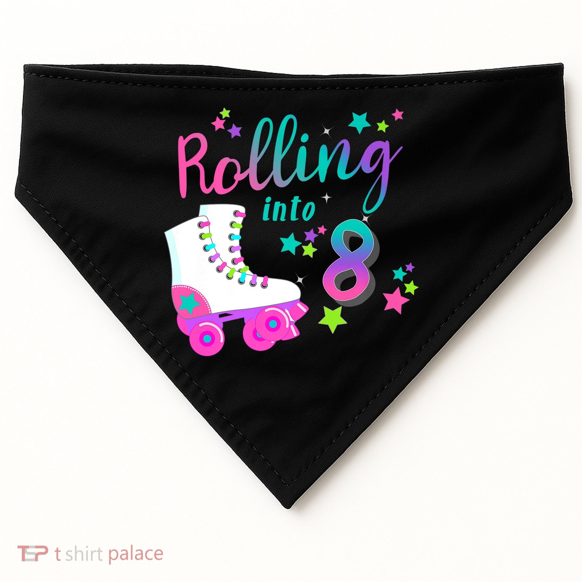 Roller Skate Birthday Shirt 5th 80's Outfit Decades Party USA-Made Doggie Bandana