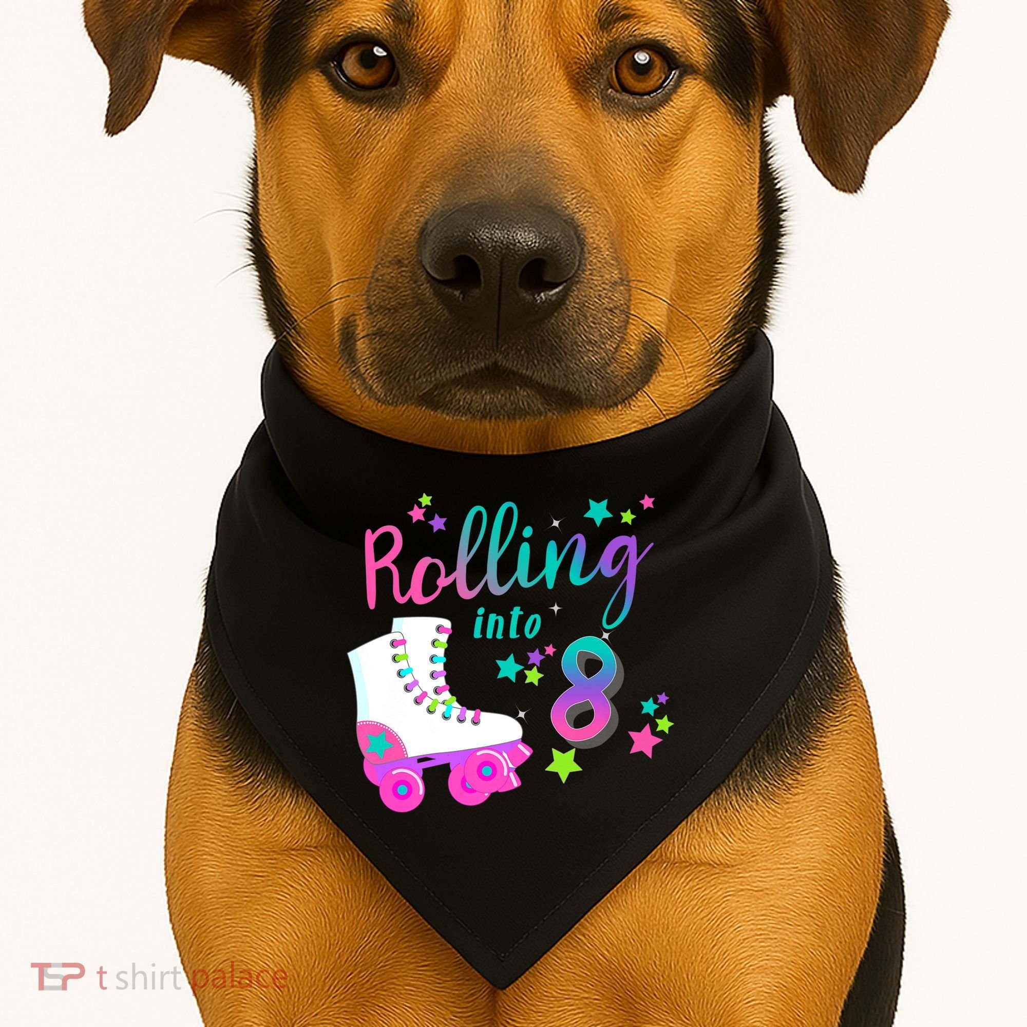 Roller Skate Birthday Shirt 5th 80's Outfit Decades Party USA-Made Doggie Bandana