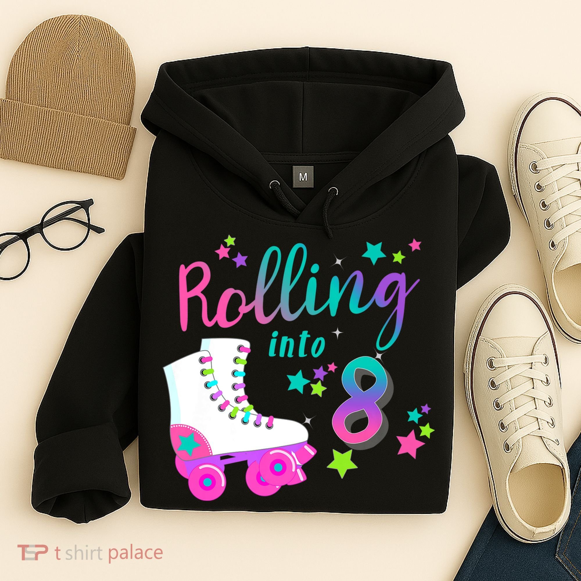 Roller Skate Birthday Shirt 5th 80's Outfit Decades Party Hoodie