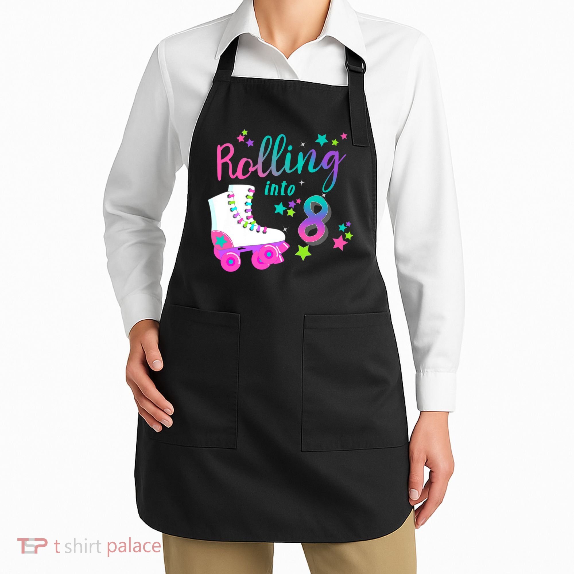 Roller Skate Birthday Shirt 5th 80's Outfit Decades Party Apron