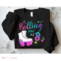 Roller Skate Birthday Shirt 5th 80's Outfit Decades Party Sweatshirt thumb 2