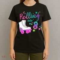Roller Skate Birthday Shirt 5th 80's Outfit Decades Party T-Shirt thumb 4