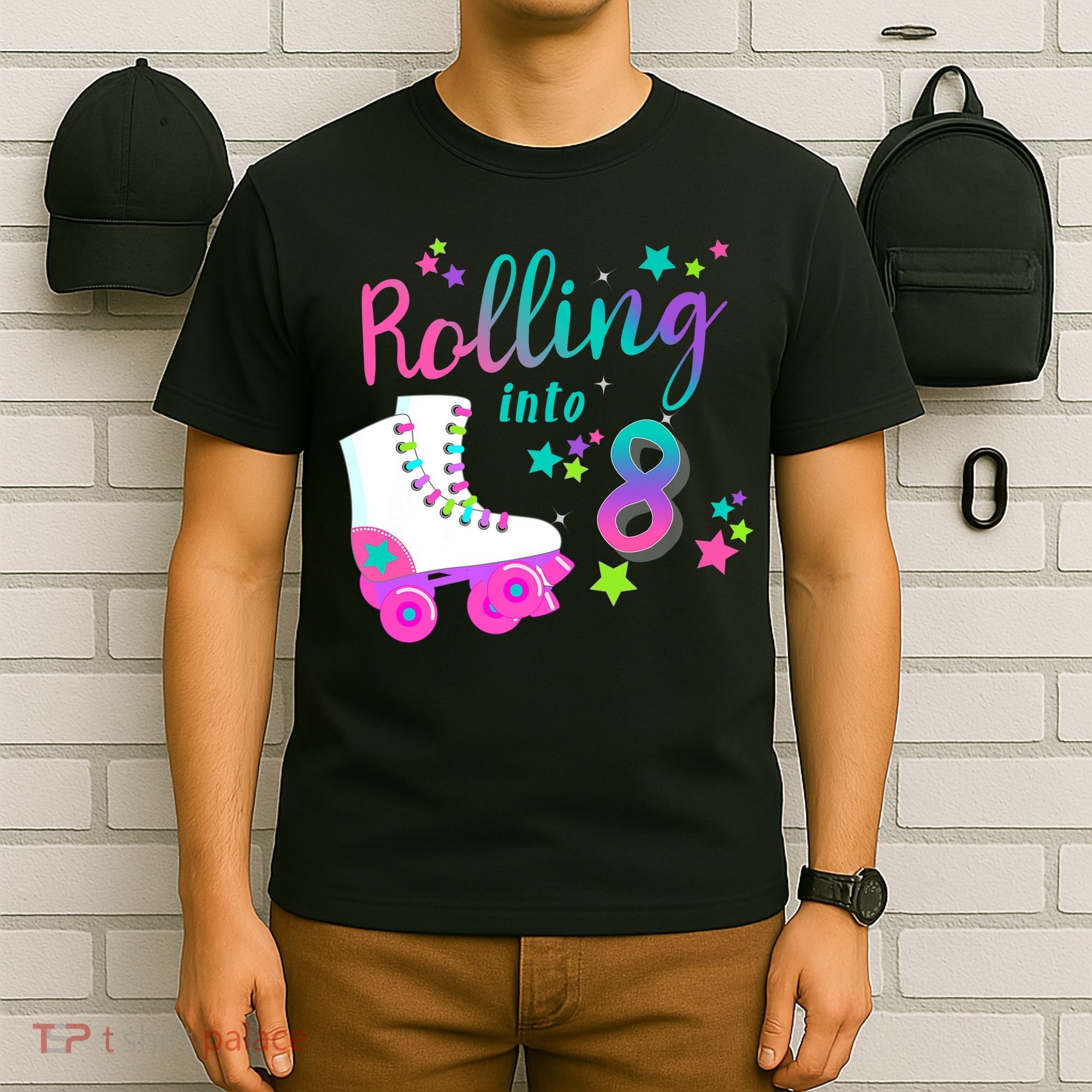 Roller Skate Birthday Shirt 5th 80's Outfit Decades Party T-Shirt