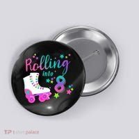 Roller Skate Birthday Shirt 5th 80's Outfit Decades Party Button thumb 0