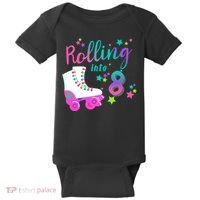 Roller Skate Birthday Shirt 5th 80's Outfit Decades Party Baby Bodysuit thumb 0